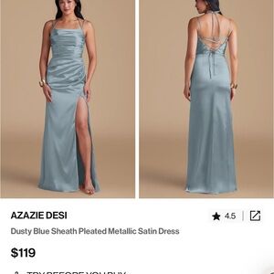 Azazie Desi Backless Dusty Blue Dress